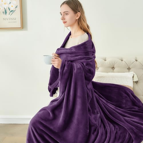 Image of BEDELITE Fleece Blanket Purple Throw Blankets for Couch & Bed, Luxury Plush Cozy Fuzzy Blanket 50 inch x 60 inch, Super Soft Warm Lightweight Throw Blanket for Travel Camping