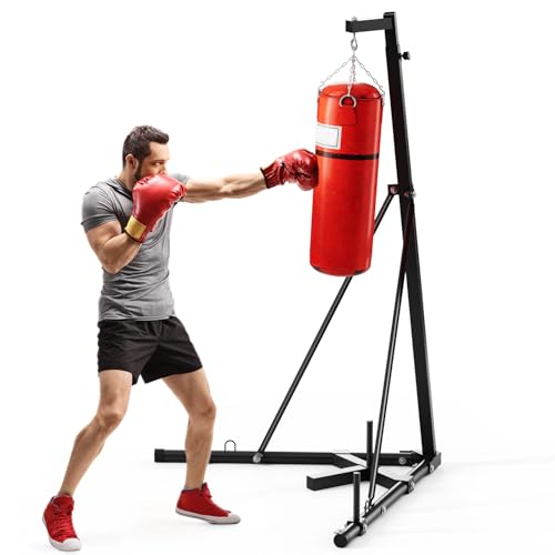 TLSUNNY 150 LBS Height Adjustable Punching Bag Stand W/Weighted Base, Heavy Duty Bag Stand, Steel...