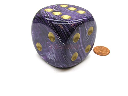 Purple Vortex With Gold Pips 50mm (2in) D6 Die Chessex