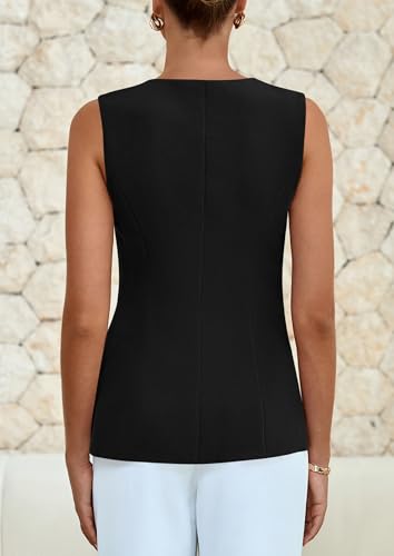 PRETTYGARDEN Summer Blazer Vest Tops for Women Sleeveless Button Down Business Casual Outfits Work Suit Vests Waistcoat2