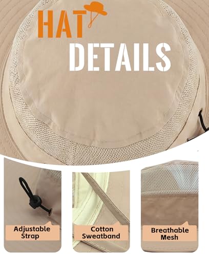 Image of Home Prefer UPF 50+ Men's Sun Hat Wide Brim Bucket Hat UV Protection Hat for Mens Womens Beach Safari Gardening Golf Fishing