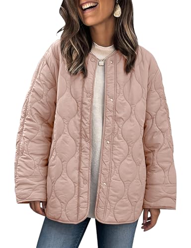 PEHMEA Women's Oversized Lightweight Quilted Jacket Button Down Fall Winter