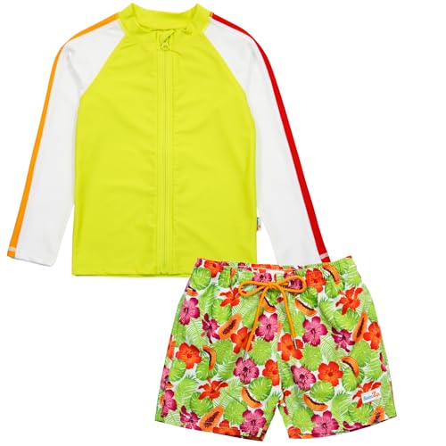 Image of SwimZip Boys' Long Sleeve Rash Guard & Swim Shorts Set - UPF 50+ Sun Protection