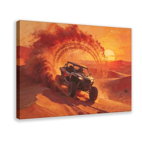 Desert Off Road Racing Wall Art, UTV Dune Buggy Scene 12x18