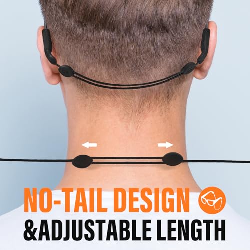 Adjustable Sunglasses Straps for Men Women - Eye Glasses Holder Around Neck - Eyewear String Lanyard Retainer - 2PCS (14in Black)