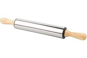 Stainless Steel Rolling Pin with Wood Handle