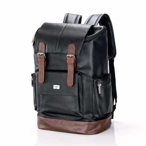Image of LOGGIN 15.6 Inch Unisex Laptop Backpack for Men & Women | Premium Vegan Leather Water-Resistant Bag | Stylish Office, College & Travel Backpack with Anti Theft Design Multiple Pockets