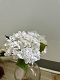 YELIKIT Hortensien Blumen Weiße Seide Künstliche Blumen Pflanzen Realistische Berührung Braut Hochzeit Blumensträuße für Blumendekoration Haus Garten Party Büro Dekoration 4 Stück