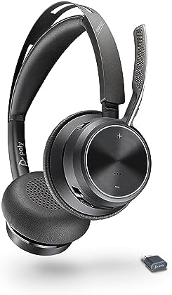 Poly Voyager Focus 2 UC Wireless Headset with Microphone (Plantronics) - Active Noise Cancellation (ANC) - Connect to PC/Mac/Mobile Phone via Bluetooth - Works with Teams, Zoom