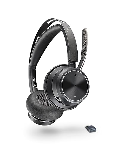 Auriculares inalámbricos Poly Voyager Focus 2 UC con micrófono (Plantronics)   Cancelación activa de ruido (ANC)   Conexión Bluetooth a PC/Mac/dispositivo móvil   Funciona con Teams, Zoom y más