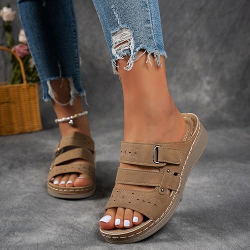 Wedge Sandals for Women Dressy Arch Support Platform Low Heel Slippers Comfortable Casual Breathable Beach Shoes4