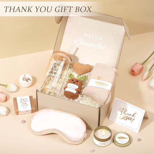 Thank You Gifts for Women, Birthday Gifts for Women, Employee Appreciation Gift, Get Well Care Package Christmas Gift Basket for Coworker Employees Teachers Nurse Boss Friend Mom with Glass Cup 16oz - Image 2