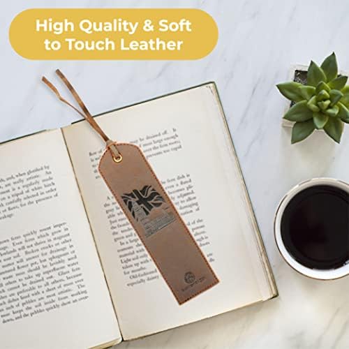 Leather Bookmark Handmade with Union Jack Flag Big Ben Design - Pack of 2 Genuine Leather Book Marks - Perfect Bookmarks for Men Women and Kids | Great Idea for Leather Patriotic Gifts for Bookworms