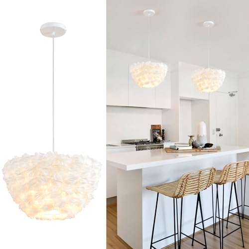 Image of ZYLEISENBAO White Pendant Light Modern Ceiling Hanging Lighting Dinning Room Chandelier Flower Pendant Lights for Kitchen Island Living Room Entry Restaurant Hotel Hallway Cafe Women Bedroom
