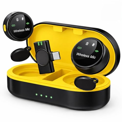 Image of Primate Wireless Lavalier Microphone for iPhone & Android, Magnetic Clip-On Mini Mic with Charging Case, 70FT Range, Noise Cancellation, Reverb Effect, 30H Battery, USB-C & Lightning Receiver