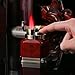 Desktop Lighter, Butane Lighter, Windproof Jet Four Red Flames, Reusable, Adjustable Flame, Zinc Alloy + Redwood, Suitable for Office and Living Room.