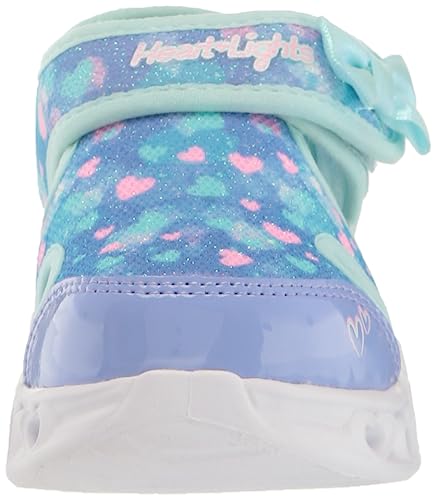 Skechers Kids Girls Lights Sandals-Heart Sneaker, Aqua/Multi, 6 Toddler