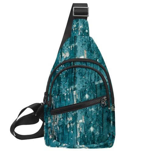 Sac à bandoulière vert sarcelle imprimé bois de grange rustique pour femme réglable