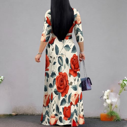 Image of PinkPatty Plus Size Maxi Dress for Women 3 /4 Sleeve Casual Long Dress