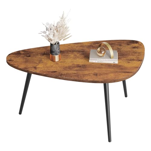 WLIVE Runder Couchtisch Weiß, Wohnzimmertisch Holz mit 2 Ebenen, Sofatisch mit viel Stauraum, für Wohnzimmer, Schlafzimmer, Modern Design (Couchtisch Dreieckiger, Braun)