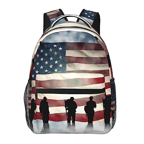 Sac à dos de voyage ergonomique noir à motif drapeau américain taille unique
