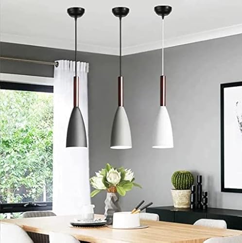 Lyse Decor Wood, Aluminium Hanging Lights for Dining Table, Pendant Lights for Kitchen Island, Lamps for Office Cabin, Hanging Lights for Home Entrance and Modern Lamps for Drawing Room (Pack of 3)