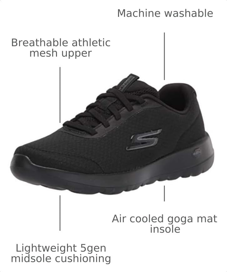 Image of Skechers Women's Go Walk Joy Ecstatic Sneaker | Air-Cooled Goga Mat Insole, 5GEN Cushioned Midsole, Machine Washable, Vegan, Elastic Bungee Laces