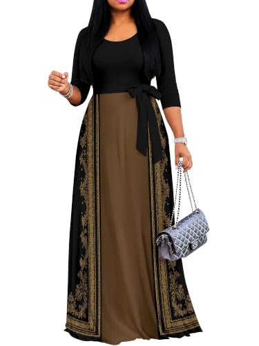 Image of Women's 3 /4 Sleeve Maxi Dress with Pockets