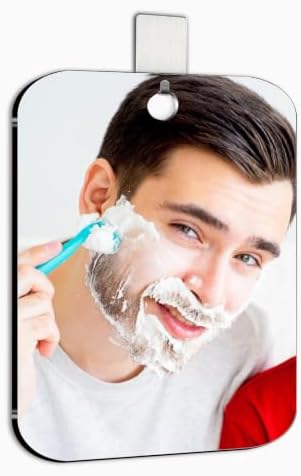 Shower Mirror for Shaving,(10.67x7.68 Inch) Portable Shatterproof Hanging Mirror 2 in 1 Hangable & Tabletop, Folding Makeup Mirrors for Dancer Camping, RV, Bedroom Wardrobe Stage Outdoor Use image 2