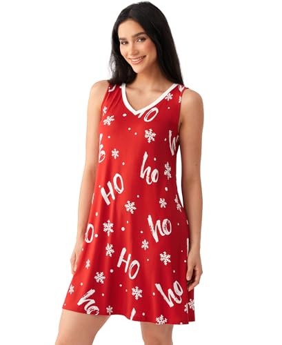 Image of GYS Cooling Bamboo Viscose Nightgowns for Women, Lightweight Sleeveless V Neck Sleep Shirt for Hot Sleepers, Soft Night dress