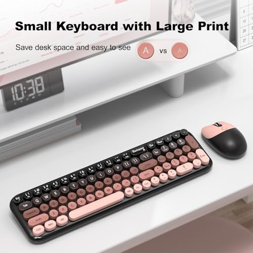 Image of KNOWSQT Wireless Keyboard and Mouse Combo - BlackBerry-Gradient 2.4G Full-Size Typewriter Cute Colorful Keyboards - USB Plug and Play, for Windows, Laptop, Computer, PC, Desktop
