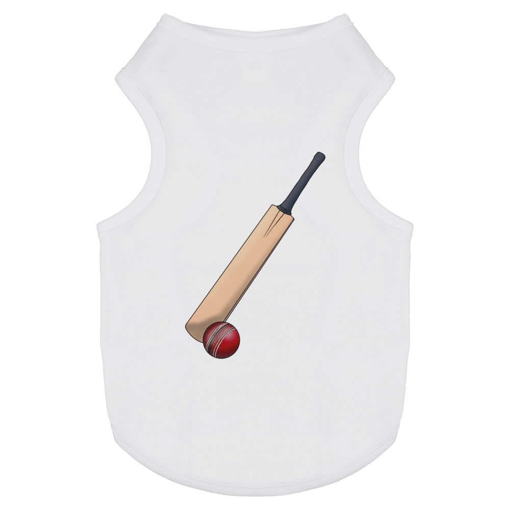 Azeeda 'Cricket Bat & Ball' Pet T-Shirt - White, XS (PT00104868)