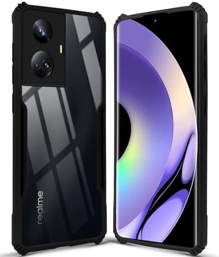 Image of Jkobi Back Cover Case for Realme 10 Pro Plus (Shockproof with Polycarbonate Clear Panel | Professional Black)