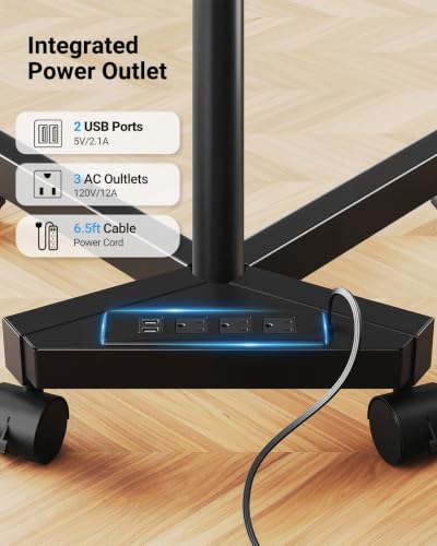 Image of PERLESMITH Rolling TV Stand with Power Outlet for 23-60 Inch TVs