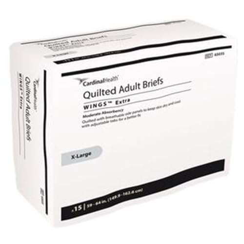 Cardinal Health™ Quilted Adult Briefs, Wings™ Extra, Moderate Absorbency, Beige, X-Large, Case of 60 (4 Bags of 15)