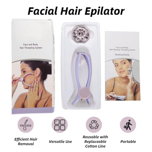 Image of Facial Hair Epilator for Women with Threading Removal Tool, Portable Size for Facial Neck Hair (Blister Packaging)