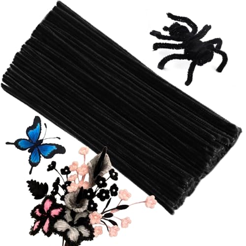 Image of ZXIIXZ 100 Pcs Pipe Cleaners, Black Pipe Cleaners Bulk for Crafts | Fuzzy Limpia Pipas DIY Creative Chenille Stems Pipe Cleaner craft for Home Arts and Craft Decorations Supplies