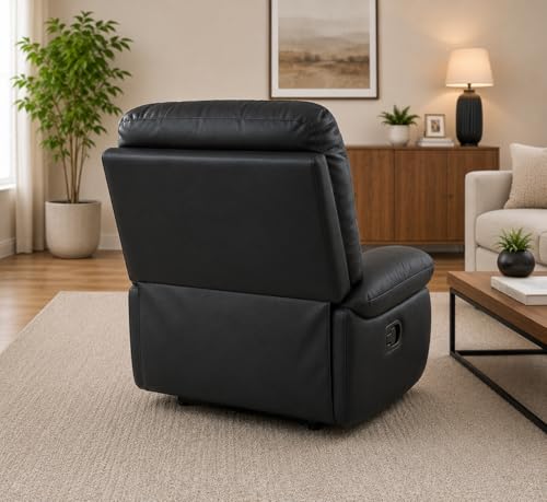 Image of Solis Royale 1 Seater Recliner Sofa Chair | Glider Manual Rocking & Revolving Leatherette Fabric Recliner Lounge for Relaxing | Comfortable Cushioned | Living Room, Bedroom, Home, Office