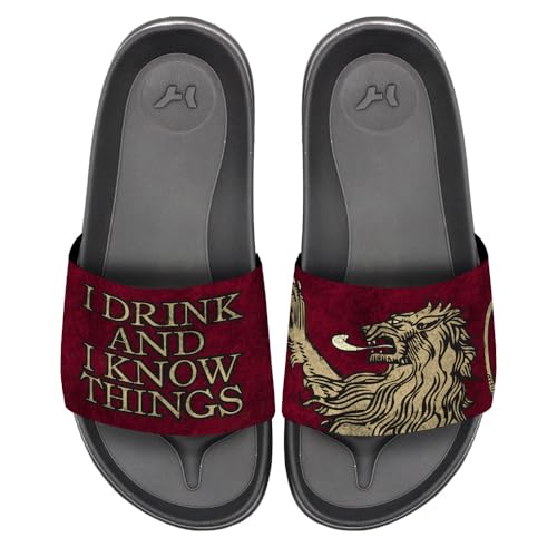 Popfunk Game of Thrones I Drink and I Know Things Unisex Adult Slides Sandals Officially Licensed Hypd Slydr Switch™