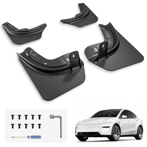 3W Mud Flaps for Tesla New Model Y Juniper 2025 2026 Only Standard Model Accessories Protect Paint No Drilling Required All-Weather Mud Guard Body Kits Splash Guard Black (Set of 4)