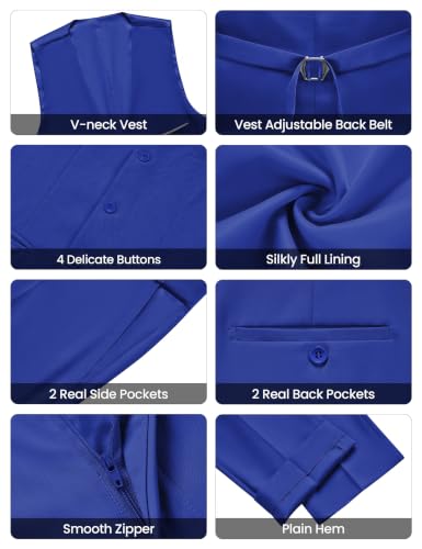 Image of WULFUL Men's Slim Fit Suit One Button 3-Piece Blazer Dress Business Wedding Party Jacket Vest & Pant