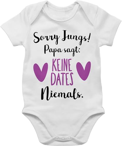 Shirtracer Baby Body Junge M&auml;dchen - Geschenk zum Vatertag - Sorry Jungs Keine Dates Lila - 1/3 Monate - Wei&szlig; - vatertagsbody papatagsgeschenk kein date bodys dad baby-kleidung vatertagsgeschenk papa