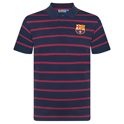 FC Barcelona Officiel - Polo thème Football - Homme - à Rayures - Bleu Marine - L