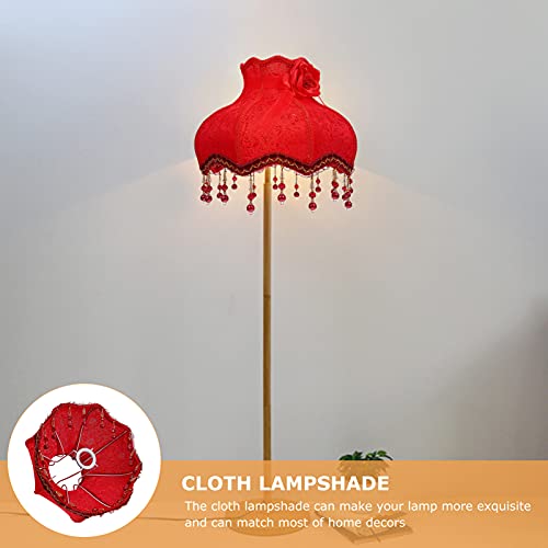 Packove Vintage Lamp Shades Cloth Lamp Shade Covers Victorian Lamp Shades Fringe Lamp Bead Lace Lampshade For Table Lamp (Red) #TOP5