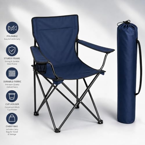 Image of Portable Folding Camping Chair | Foldable Nylon Fabric Outdoor Chair | Lightweight Travel Chair for Fishing, Beach, Picnic, Garden & Outdoor Use