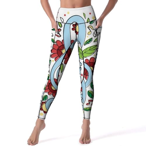 Legging fitness clé de sol pantalon de sport taille haute anti frottement gym S