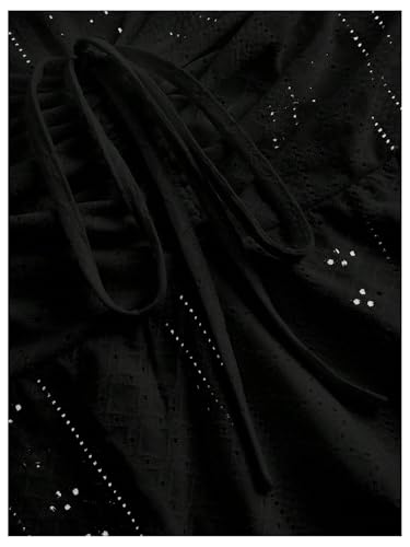 SOLY HUX Women's Plus Size Peplum Tops Cute Sweetheart Neck Tie Front Eyelet Cami Babydoll Top3