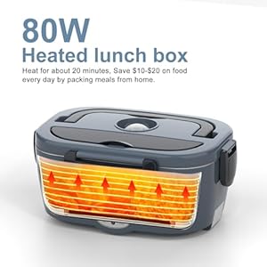 Heated Lunch Box for Adults 60 80W Electric Lunch Box for CarTruck Portable Food Warmer Heating Lunch Box for Work Electric Lunchbox Food Heated for Men Christmas Gift White Elephant Gifts