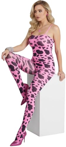 Image of ToBeInStyle Women's Cow Print Thigh High Stocking Bessie The Cow Costume Nylon Bodystocking Cosplay
