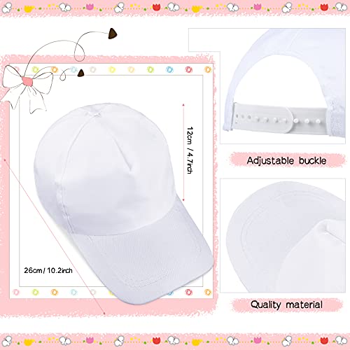 Satinior 20 Pieces White Kids Diy Hats, White Baseball Caps Adjustable Back Strap Youth Baseball Hats Sun Hat For Diy Making, Painting, Hiking, Kids Camp, Sport Outdoor Activities #TOP1